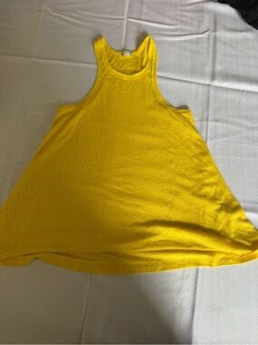 Free People Bright Yellow Ribbed Swing Tank